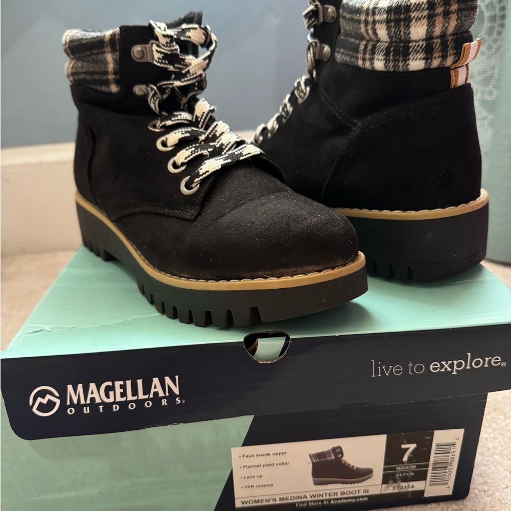 Magellan Outdoors Black Winter & Rain Boots with Rugged Design and Durable Sole